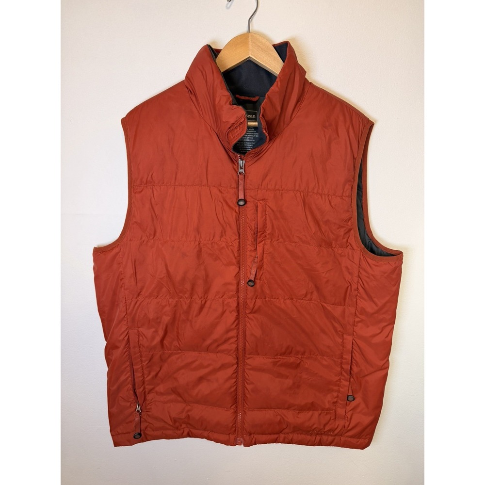 L.L. Bean Goose Down Puffer Vest Men's Large Tall Red Nylon Full Zip Outdoor